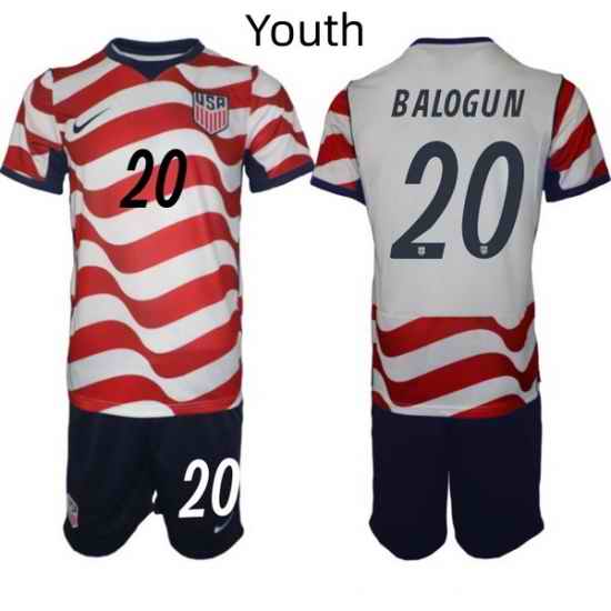 USA FIFA World Cup 2026 Soccer Red Home Jersey Folarin Balogun #20